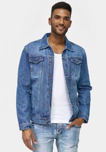 Herren Denim Jeans Jacke | Basic Biker Hemd Streetwear Blouson | Vintage Stoned Washed Übergangsjacke, Farben:Dunkelblau, Größe Jacken:XXL