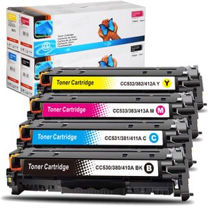 Toner Set kompatibel HP 304A, CC530A, 304A, CC531A, 304A, CC533A, 304A, CC532A Sparset 4 Toner alle Farben Seiten für HP Color LaserJet CM-Drucker Series