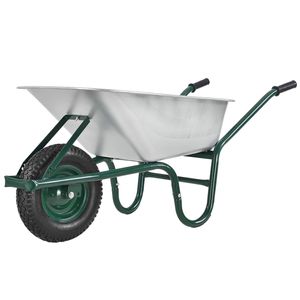 Juskys Schubkarre Garden - 100 Liter Volumen - 210 kg - Luftreifen mit Metall Felge - Wanne verzinkt - Garten Karre Schiebkarre Transportkarre