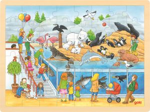 goki Einlegepuzzle 48T Zoo-Ausflug Holz 40x30cm