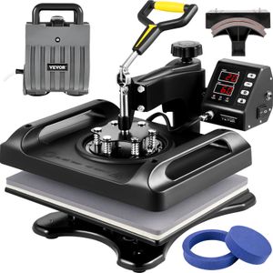 VEVOR Transferpresse 5 in 1 T-Shirt Druckmaschine 29 x 38 cm Transferpresse 1000W Textilpresse Druckmaschine mit 1,5 m Kabellänge für Übertragung von Mustern auf T-Shirts Kappen, Becher Schwarz VEVOR Transferpresse 5 in 1 T-Shirt Druckmaschine 29 x 38 cm Transferpresse 1000W Textilpresse Druckmaschine mit 1,5 m Kabellänge für Übertragung von Mustern auf T-Shirts Kappen, Becher Schwarz