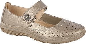 Boulevard Damen Sommer Mary-Jane-Schuhe mit Lochmuster und Klettverschluss, weite Passform DF419 (39,5 EU / 6UK) (Bronze)