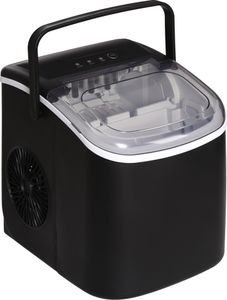 HOMCOM Stroj na výrobu kociek ľadu Výrobník kociek ľadu 9 kociek pripravených za 6-12 minút, 12 KG/24 H, vodná stanica s 1,3 l nádržou na vodu do kuchyne, kancelárie, baru a na párty, čierna farba