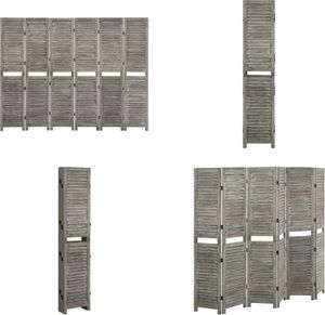 vidaXL 6-częściowy rozdzielacz pokoju szary 214x166 cm lite drewno - rozdzielacz pokoju - ekran prywatności - składany ekran - ściana panelowa