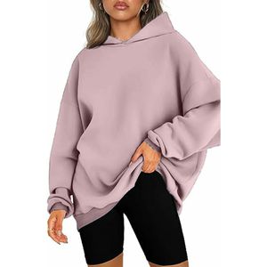 Damen Kapuzenpullover Langarm Hoodies Sweatshirt Herbst Casual Sport Vlies Pullover  Pink,Größe:L
