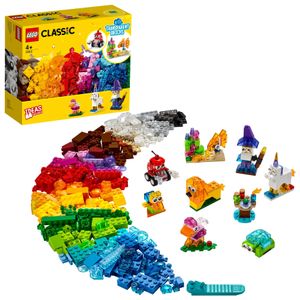 LEGO 11013 Classic Kreativ-Bauset mit durchsichtigen Steinen, mit Löwe, Vogel und Schildkröte, Konstruktionsspielzeug aus Bausteinen ab 4 Jahren