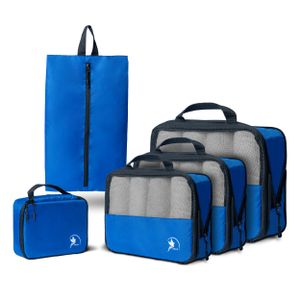 Obics - Packing Cubes Blau Koffer Organizer Set - Taschenorganizer und Reise Zubehör - Travel Organizer und Urlaub Zubehör mit Schuhbeutel Pack - Rucksack Organizer mit Packtaschen für den Urlaub