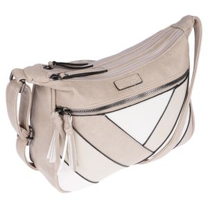 Damen Tasche Schultertasche Umhängetasche Crossover Bag Leder Optik Handtasche Beige