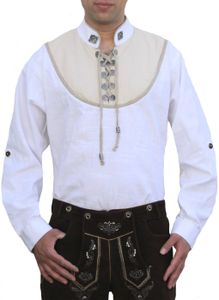 Trachtenhemd für Trachten Lederhosen weiß GW1256, Größe:S