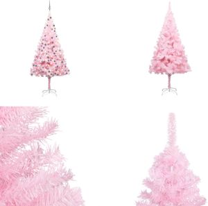 vidaXL Künstlicher Weihnachtsbaum mit Beleuchtung & Kugeln Rosa 240cm - Künstlicher Weihnachtsbaum - Halber Weihnachtsbaum - Künstlicher Halber Weihnachtsbaum - Künstlicher Halb Weihnachtsbaum