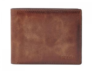 FOSSIL Geldbörse Derrick Bifold With Flip ID Brown braun