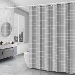 Duschvorhang 180x200cm inkl. Ringe Badewannenvorhang PEVA für Badewanne Dusche Vorhang Wasserdicht Waschbar Anti Schimmel Duschvorhänge Gray Blocks