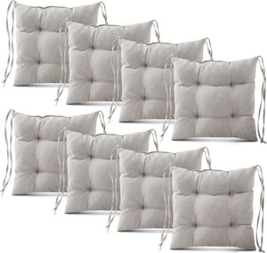 Mg Design sada 8 vankúšov na stoličku 40x40 cm sivá - vankúš na stoličku s popruhmi, prešívaný vankúš, podlahový vankúš - vankúš na sedenie pre záhradnú stoličku, na vnútorné a vonkajšie použitie