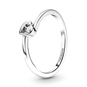 Pandora People Ring 199267C02 Clear Tilted Heart Solitaire Sterling Silber Klare Zirkonia Vorsteckr