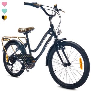 Dětské kolo od 6 let 20palcove Dětské kolo Dívčí kolo s 6 rychlostmi Simano Heart Bike černá Sun Baby