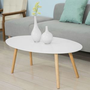 SoBuy® Konferenční stolek s dřevěnými nohami, rozkládací stůl, salonní stůl, FBT61-W