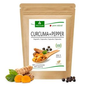 MoriVeda® Curcuma + Pfeffer Extrakt Kapseln I Vegan I 10.000 mg Kurkuma pro Kapsel | 95% Curcumin, 95% Piperin | 90 Stück