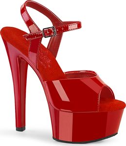 GLEAM-609 Pleaser Damen High Heels Riemchen Plateausandaletten rot Lack