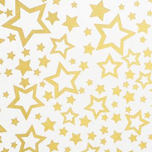 Geschenkpapier Sterne Muster 70cm x 2m Rolle weiß / gold