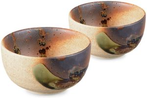 Matcha Schale / Matcha Teeschalen Set, 2x original japanische Matcha Schale 450ml, beige/braun