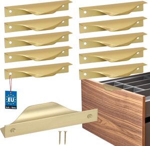 KOTARBAU® 10er Set Möbelgriff Möbelgriffe Schrankgriffe 96 / 116 mm ZnAl Küchengriffe Gold Griffe Möbel Türgriff Profilgriff Türgriffe Küche Schubladengriffe Griffe für Küchenschränke Modern