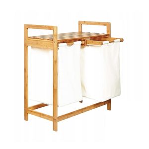 AD.CON Bambus-Wäschekorb, Badezimmer Regal, Bambus Wäscheregal, Wäschesack, Badregal, Wäschesortierer 74×63,5×33 cm Weiß AD.CON Bambus-Wäschekorb, Badezimmer Regal, Bambus Wäscheregal, Wäschesack, Badregal, Wäschesortierer 74×63,5×33 cm Weiß