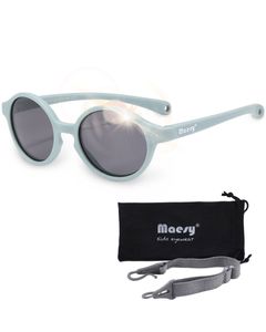 Maesy Baby Sonnenbrille 0-2 Jahre - Flexibel biegbar - Gummiband - Polarisierter UV400 Schutz - Jungen und Mädchen - Oval - Noah – Blau