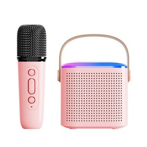 Karaoke Mikrofon Bluetooth für Kinder erwachsene, mit BT Lautsprecher, RGB-Beleuchtung, TF-Karte, Aux-Überwachung, Kompatibel mit PC Smartphone Tablets Fernseher usw. - Rosa