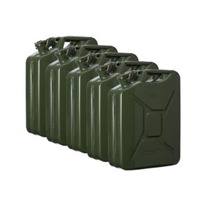 Oxid7® Metall Benzinkanister Kraftstoffkanister olivgrün 20 Liter - 5 Stück Metallkanister