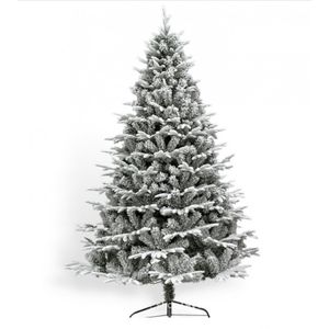 Ein großer künstlicher Weihnachtsbaum, wie eine echte Fichte, dicht mit Schnee bedeckt, 150 cm