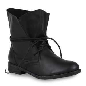 Mytrendshoe Damen Stiefeletten Schnürstiefeletten Boots 95410, Farbe: Schwarz Schwarz, Größe: 42