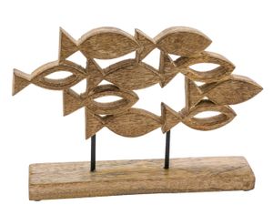 Mango Aufsteller Fischschwarm - 25 x 19 cm - Maritimer Deko Ständer Motiv Fische - Tisch Fenster Holz Dekoration