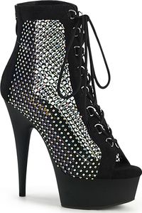 DELIGHT-600-33RM Pleaser High Heels Peep Toe Plateaustiefeletten schwarz Samt Matt