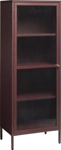 Vitrine "BRONCO" aus Metall in rot. Abmessungen (B/H/T) 58x160x40 cm