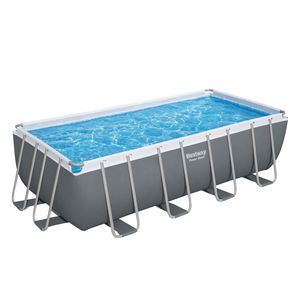 Bestway® Power Steel™ Frame Pool Komplett-Set mit Filterpumpe 488 x 244 x 122 cm, grau, eckig