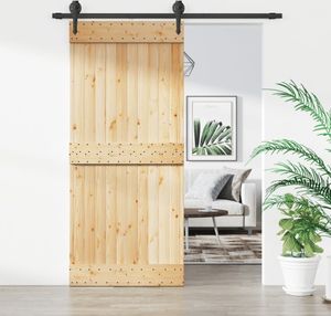 vidaXL Posuvné dvere s kovaním 90x210 cm borovicový masív