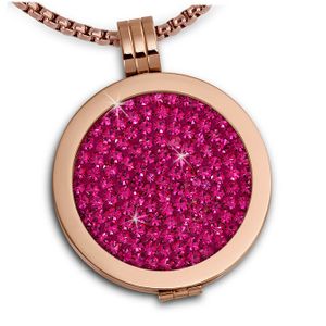 Amello Coin Set 30mm Kette Anhänger pink rose Zirkonia Edelstahl Damen ESCS04P