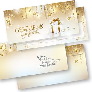 Geschenkgutscheine Weihnachten Stardreams (50 Sets) Gutscheine Weihnachten Gutscheinkarten mit Umschläge für Kunden für Firma Gewerbe