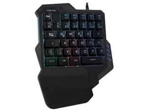 LogiLink Beleuchtete Einhand-Gaming Tastatur kabelgebunden schwarz