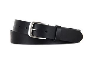 Ledergürtel für Damen und Herren, Jeans & Anzug Gürtel 3 cm breit, Schwarz Echtleder, Gr. 125