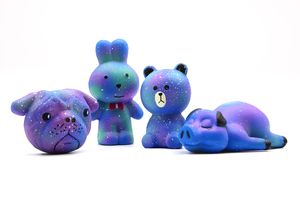 Squeeze Soft Squishies 4 teilig Schwein Hase Hund Teddy blau Squishy-Set 4tlg Kinder-Spielzeug Fidget Toy