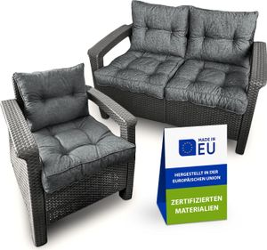 Pillows24 Sada vankúšov na záhradný nábytok – Sada 2 ks - 60x60 + 60x40 cm / Tmavosivá – Vankúš na ratanový nábytok – odolný voči špine a poveternostným vplyvom