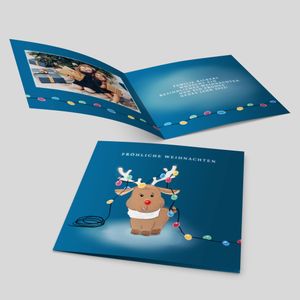 Weihnachtskarten 10 Stück mit Umschläge Handgezeichnet, Klappkarte mit "Lichterkette" Motiv (10 Stück im Set)