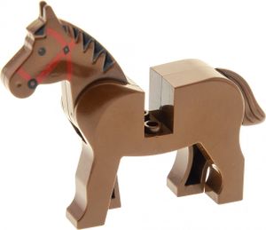 1x Lego Tier Pferd braun Zaumzeug Mähne schwarz Bauernhof Indianer 4493c01pb01