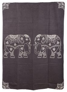 Yogadecke "Elefanten" 150 x 200 cm - regional hergestellt Farbe - dunkelgrau / natur