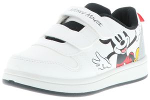 MICKEY MOUSE Kinder Mädchen Jungen Low-Top Sneaker Halbschuhe Turnschuhe Klettverschluss weiß/grau, Größe:25, Farbe:Weiß