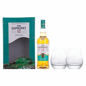 The Glenlivet 12 Years Old Single Malt Scotch Whisky mit 2 Gläsern 40.00 %  0,70 lt.