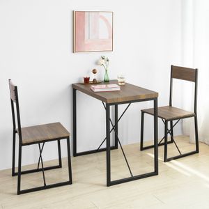 SoBuy OGT19-N 3-dielny jedálenský stôl s 2 stoličkami Sedacia skupina Kuchynský drevený stôl Balkónový stôl v priemyselnom vzhľade