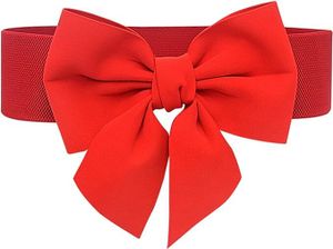 Damen Bowknot breiter Gürtel, elastische große Schleife Gürtel für Kleider Mädchen niedlich Taille Gürtel für Weihnachten Party Adorable Dress Accessory（Rot）