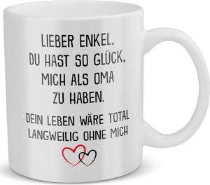 22Feels Enkel Geschenk von Oma Jungs 18. Geburtstag Abitur Weihnachten Tasse Haferl Männer Teenager Kaffeetasse Firmung Konfirmation Uni Abschluss Bachelor Master Meistertitel von Oma Opa